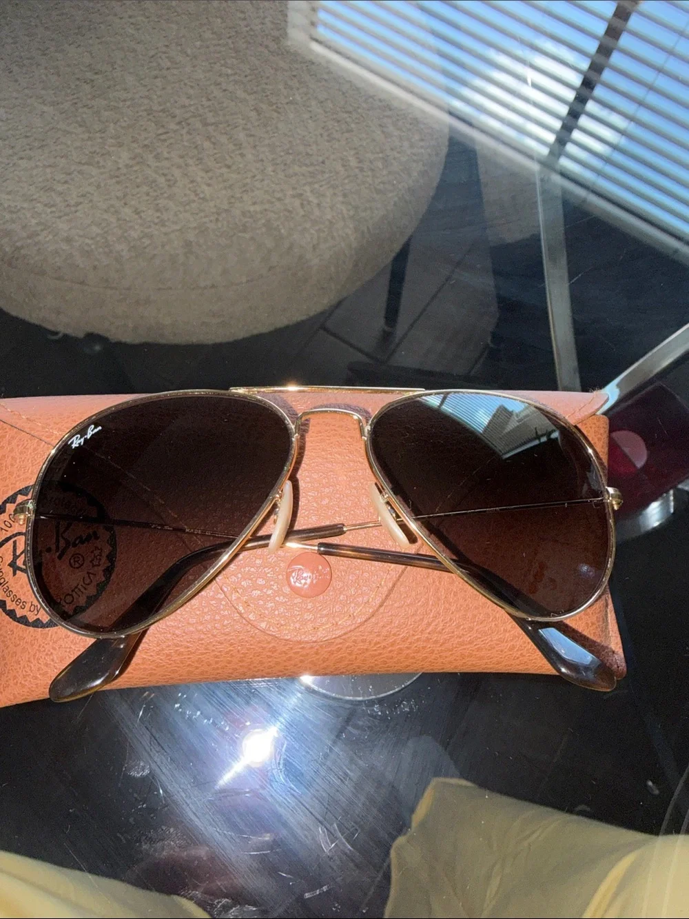 RAY BAN Aviator Metal Frame Sunglasses - Gold with Dark Lenses